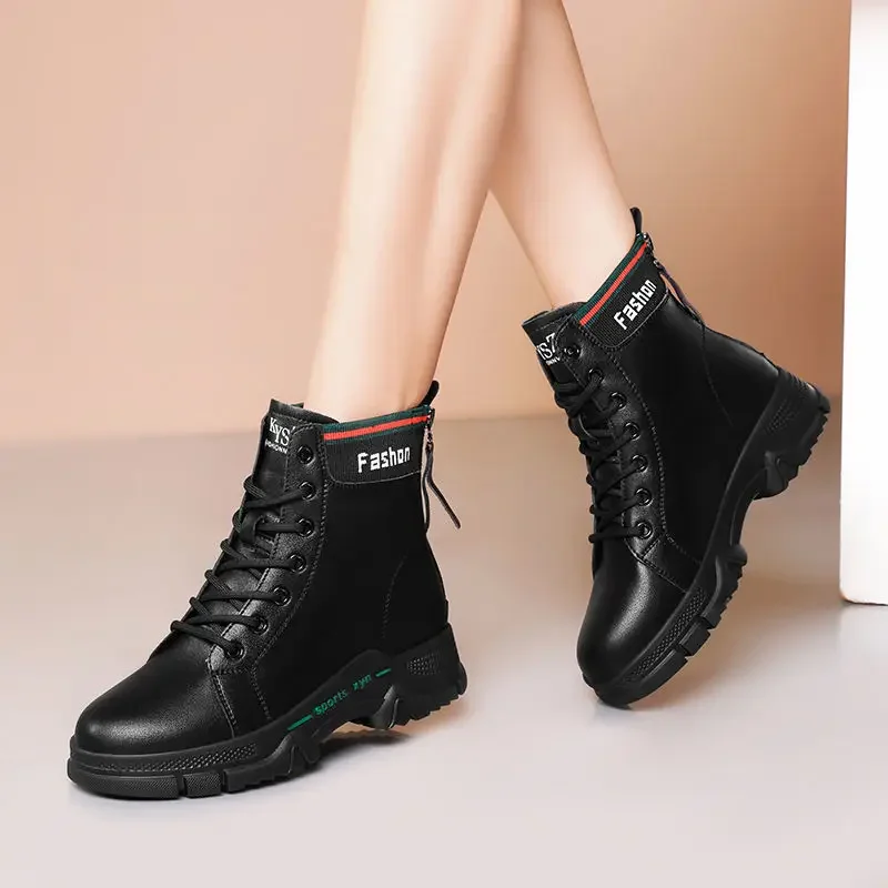 Botas Mujer New Black Women\'s Boots Fashion Lady Casual Boots 2024 Spring Autumn Outdoor Non-slip Thick-soled Women Travel Boots