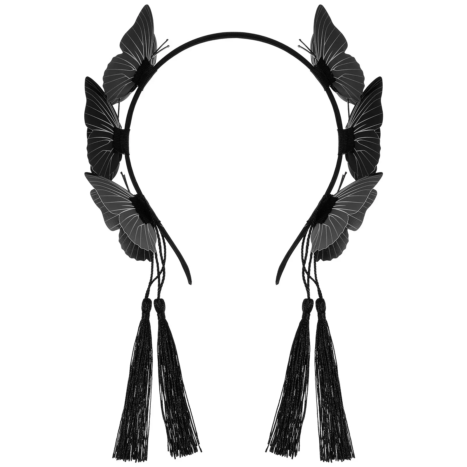 

1Pcs Gothic Butterfly Hair Hoop Black Unique Lightweight Women Headdress Party Festival Cosplay Hairband Tassel Decoration Hair