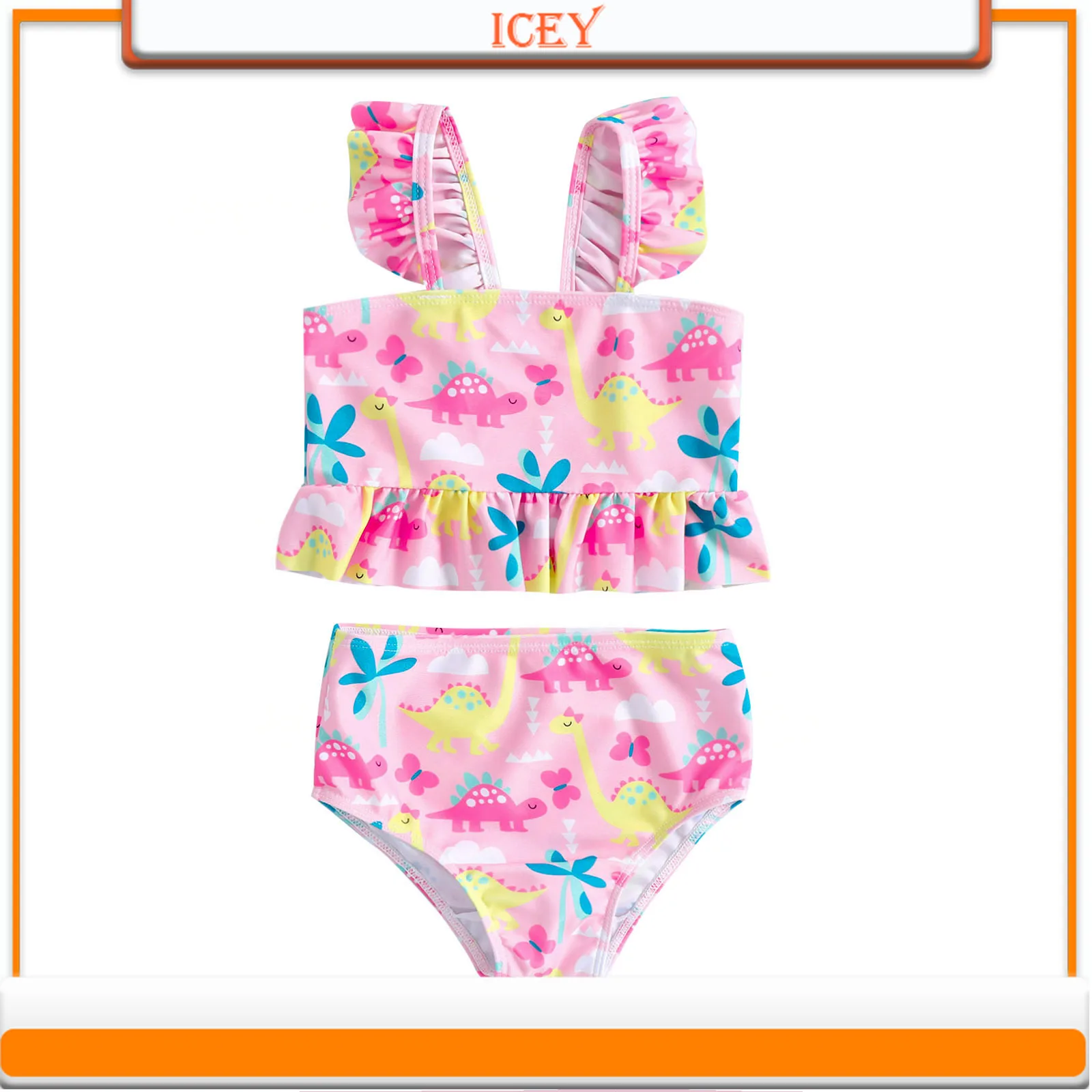 الفتيات الصيف ملابس السباحة الجديدة مجموعة فتاة صغيرة مثير بيكيني سبليت 2 قطعة ملابس السباحة #5