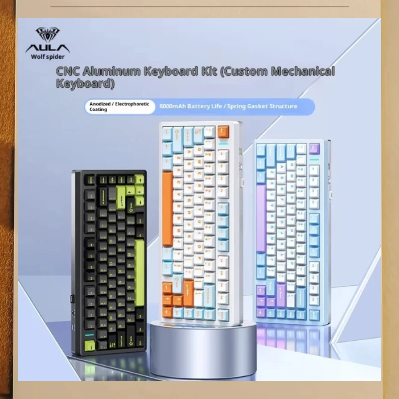 

Горячая новинка Aula M75, алюминиевая механическая клавиатура Tuotuo, готовая трехрежимная Bluetooth, беспроводная проводная игровая киберспортивная живая офисная клавиатура, подарок