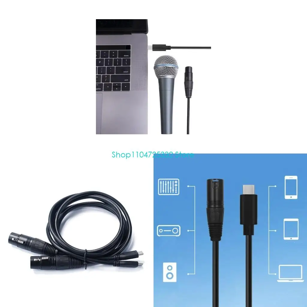 

P5EA Type C to 3Pin XLRs Adapter, USB Type C to 3Pin XLRs Cable Stereo Sound Cable