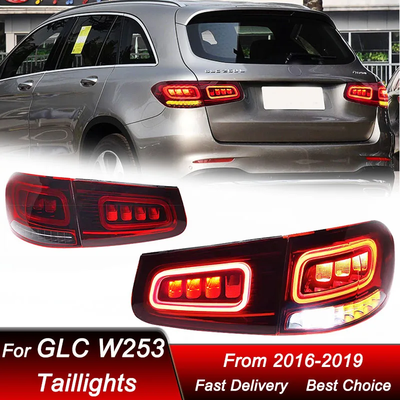 

Поп-стайлинг автомобиля, задние фонари для Mercedes-Benz GLC W253 2016-2019, новый стиль, полностью светодиодный динамический указатель поворота, задний фонарь в сборе