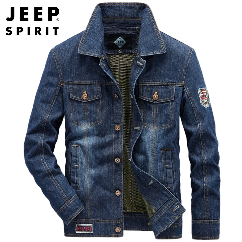 JEEP SPIRIT men denim streetwear fashion casual Slim fit embroidered LOGO cotton spring autumn high quality Breathable jacket