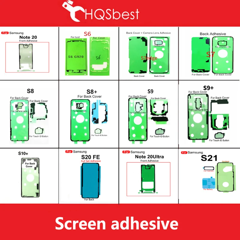 Full Set Waterproof Adhesive For Samsung s20 S20+ S21U S22 Screen Back Battery Cover Sticker Tape Glue