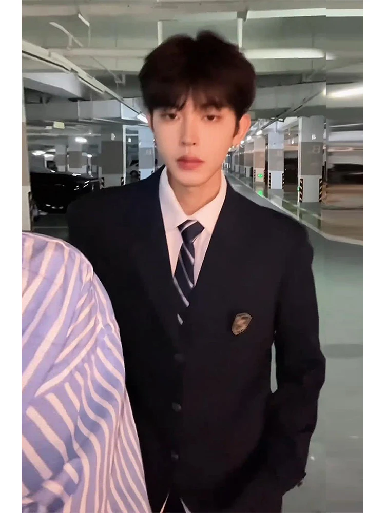 

Повседневный, но стильный мужской осенне-зимний костюм-пиджак, полный комплект, в студенческом стиле, парный наряд, школьная форма, полиэстер