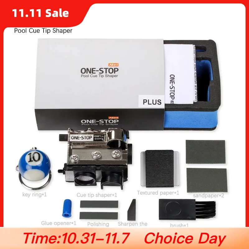 Uma parada todas as funções em 1 ferramenta de ponta de bilhar reparação de ponta de piscina shaper cue ponta substituição acessórios de bilhar para ponta de 9.3-13.2mm