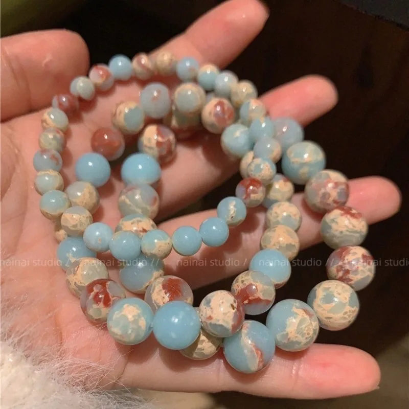Natural Shoushan Stone Beaded Bracelets for Women Minimalist Elegant Delicate Hand Jewelry for Best Friends Gifts