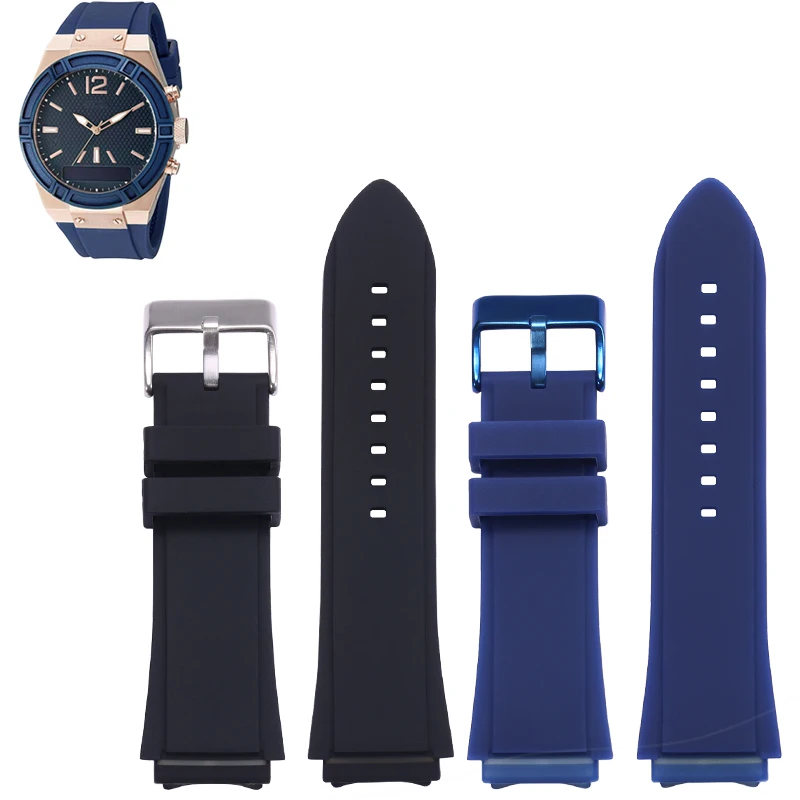 

Silicone Watch Band Suitable For GUESS W0247G3 W0040G3 W0040G7 Men's Sports Waterproof Rubber Strap Bracelet Watch Accessories