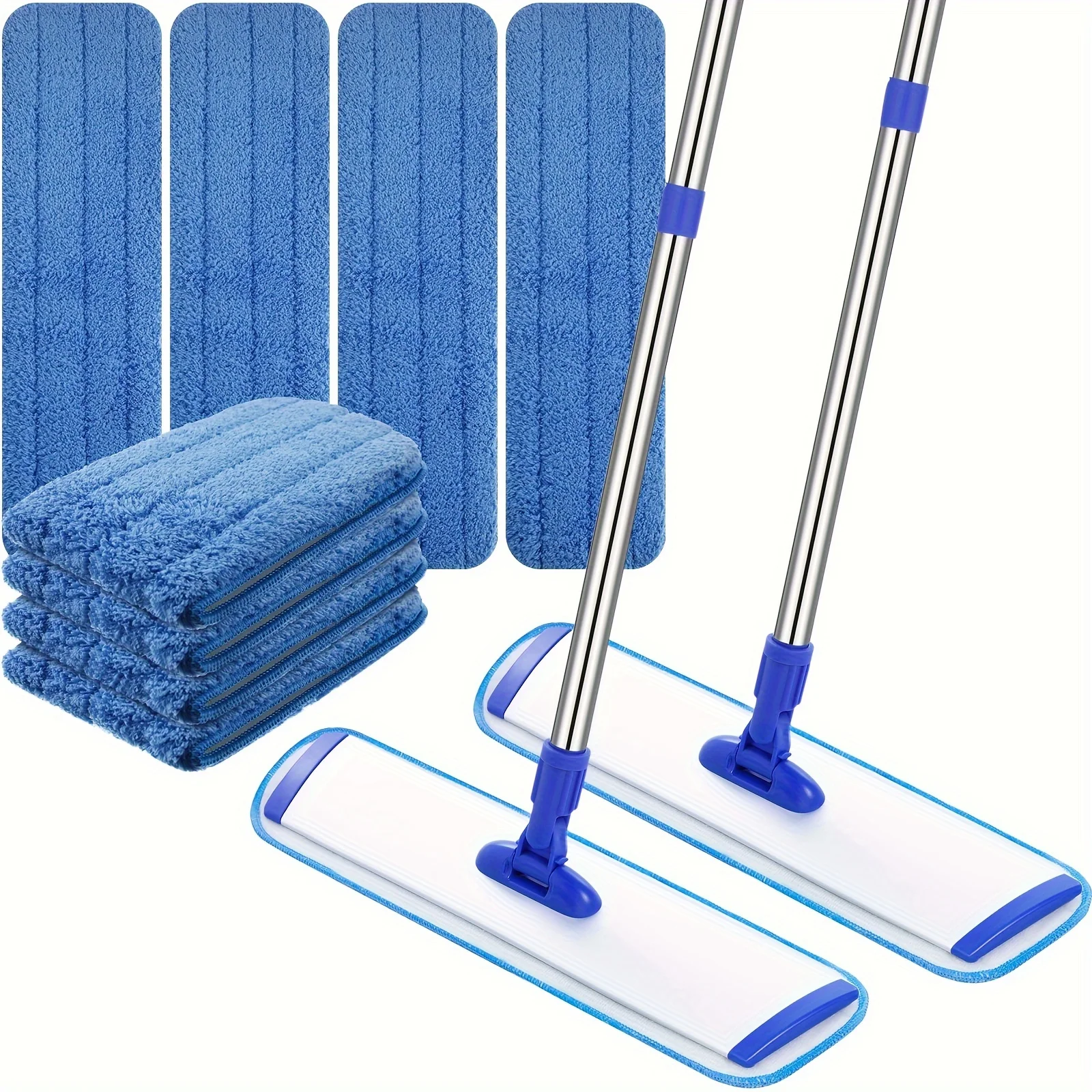 

2 Set 18" Microfiber Mop Floor Cleaning System, Flat Mop for Hardwood Floors Commercial Mop Bulk Wet And Dust Mop with Extendabl