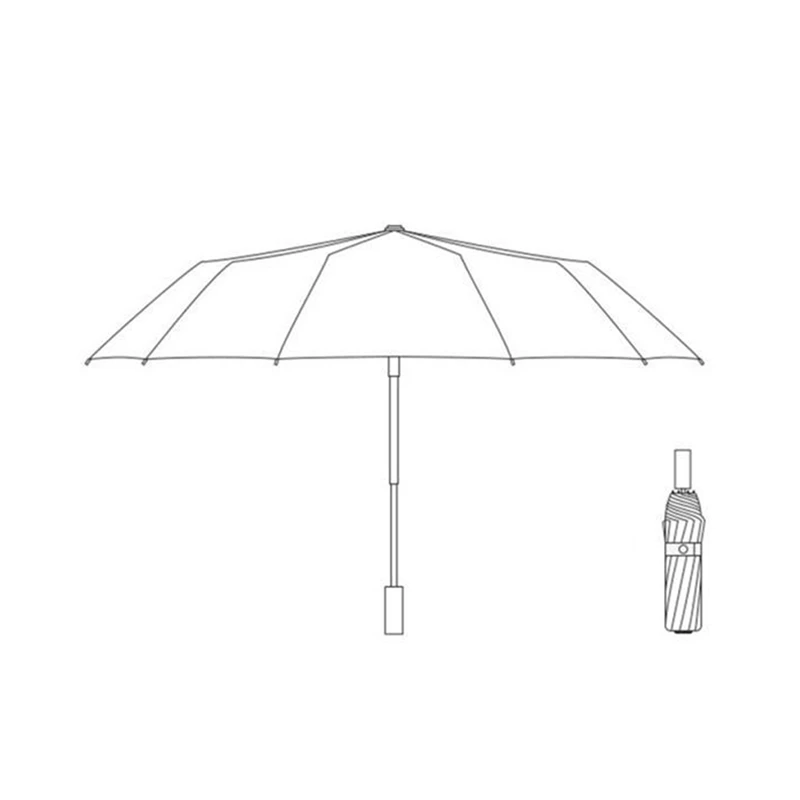 Automatic Reverse Folding Umbrella With LED, 10 Ribs Windproof, Reflective UV Protection For All Weather
