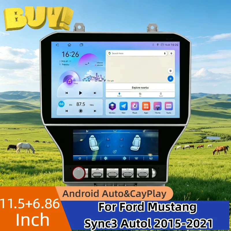 

Carplay Android 11.5"+6.86'' For Ford Mustang Sync3 Autol 2015-2021 Auto GPS Multimedia Video Player Car Radio Screen Head Unit