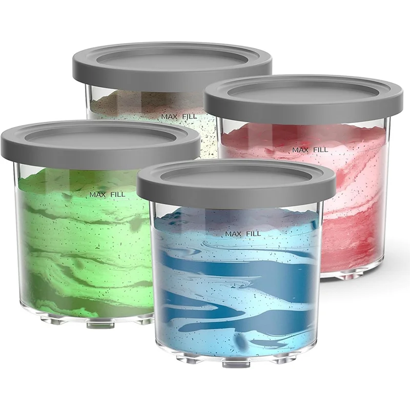

AT21-For Ninja NC299AMZ & Nc300s Series Creami Pint Containers 4 Pack,16Oz Ice Creamy Containers Cups Jars Canisters Set