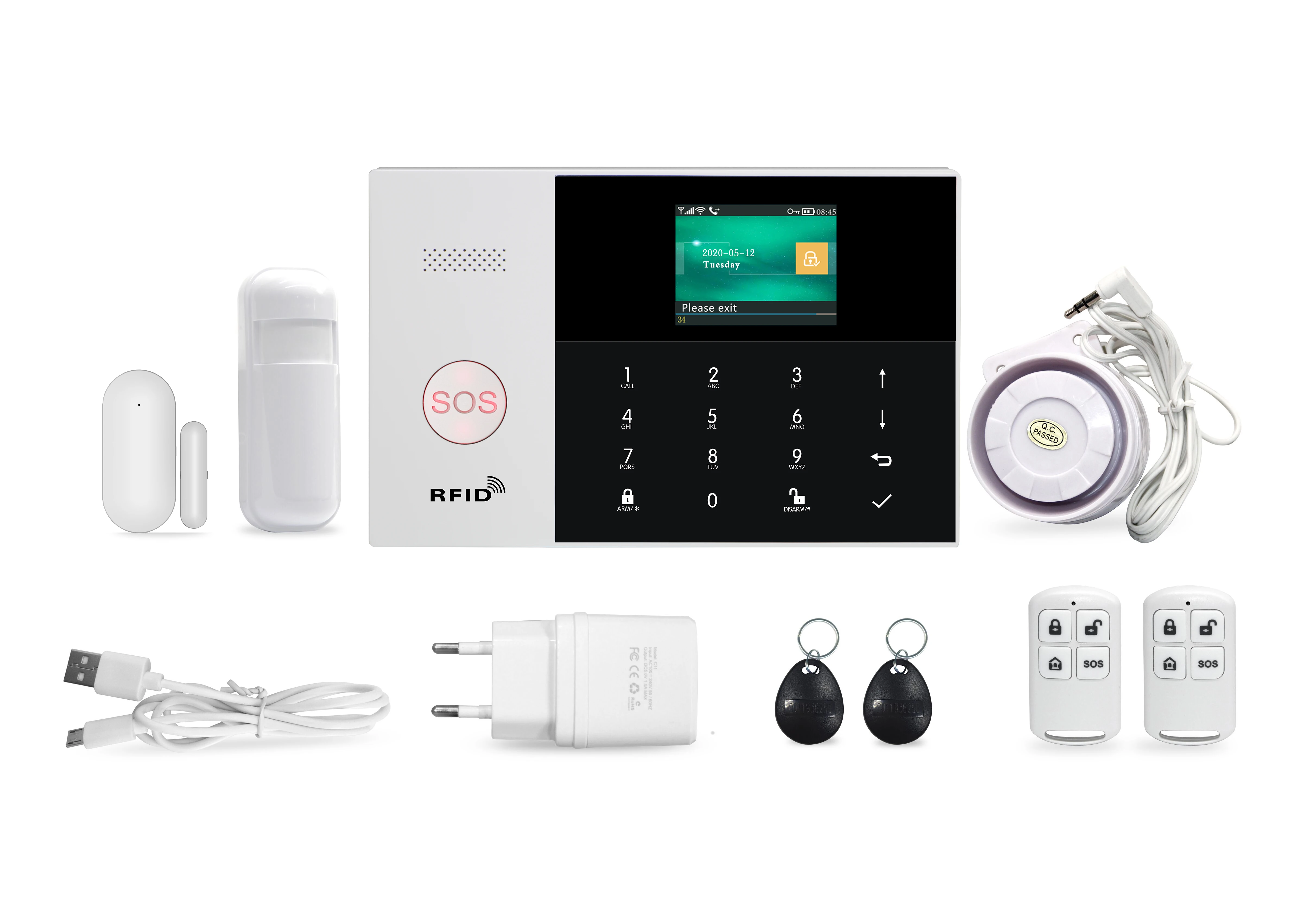 2.4Inch Tuya Smart Life  WIFI+GSM/4G  Burglar Alarm System Touch Keypad Home Security Alarm Sensor Motion Detector