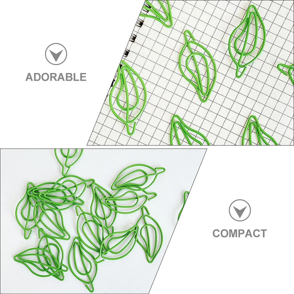 30pcs Shaped Paper Small Colored Metal Document Clips for Document Clips Office School Cute Mini Leaf Paperclips