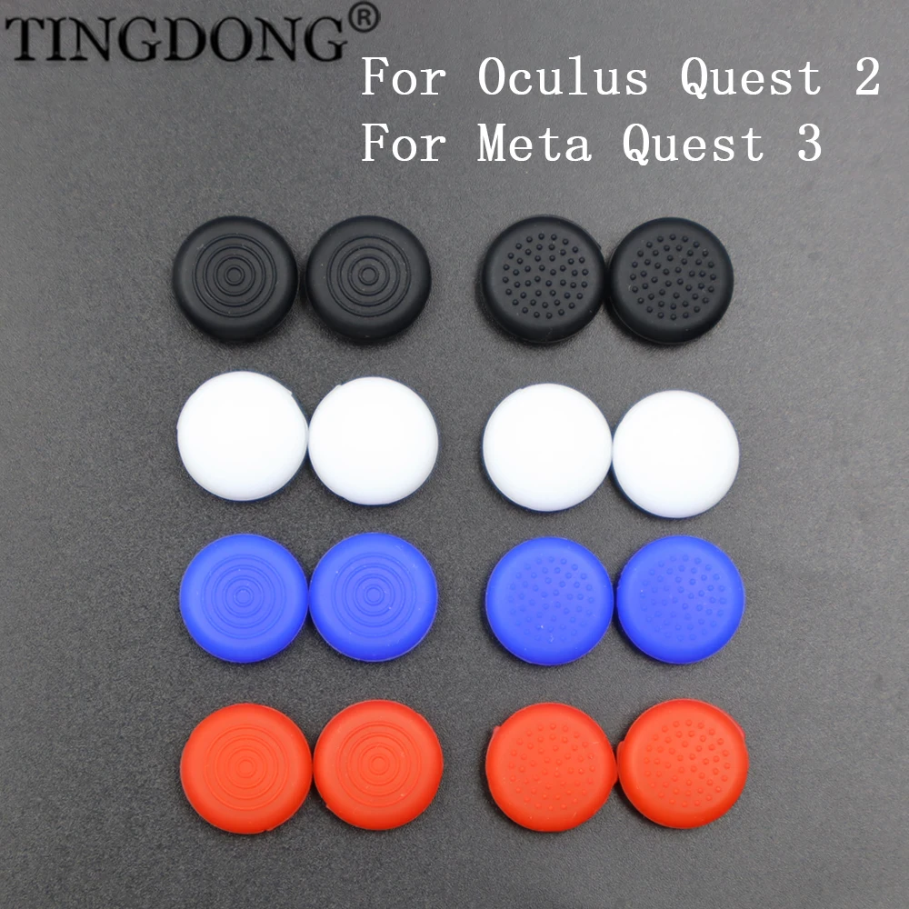 2pcs For Oculus Quest 2 Meta Quest 3 VR Touch Controller Joystick Cap Silicone Soft Thumb Stick Grip Protective Cover