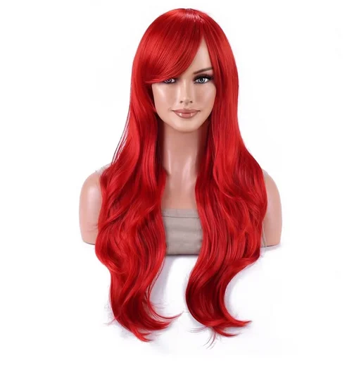 Probeauty Mermaid Wig Long Red Curly Body Wave Wig Halloween Cosplay Costume Wig for Women Fashion Wig for for Daily Party Cos