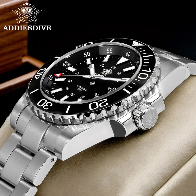 ADDIESDIVE Diver Orologio da uomo Diving Sapphire 8215 Orologio da polso automatico 200m Orologio meccanico con lunetta in ceramica luminosa impermeabile