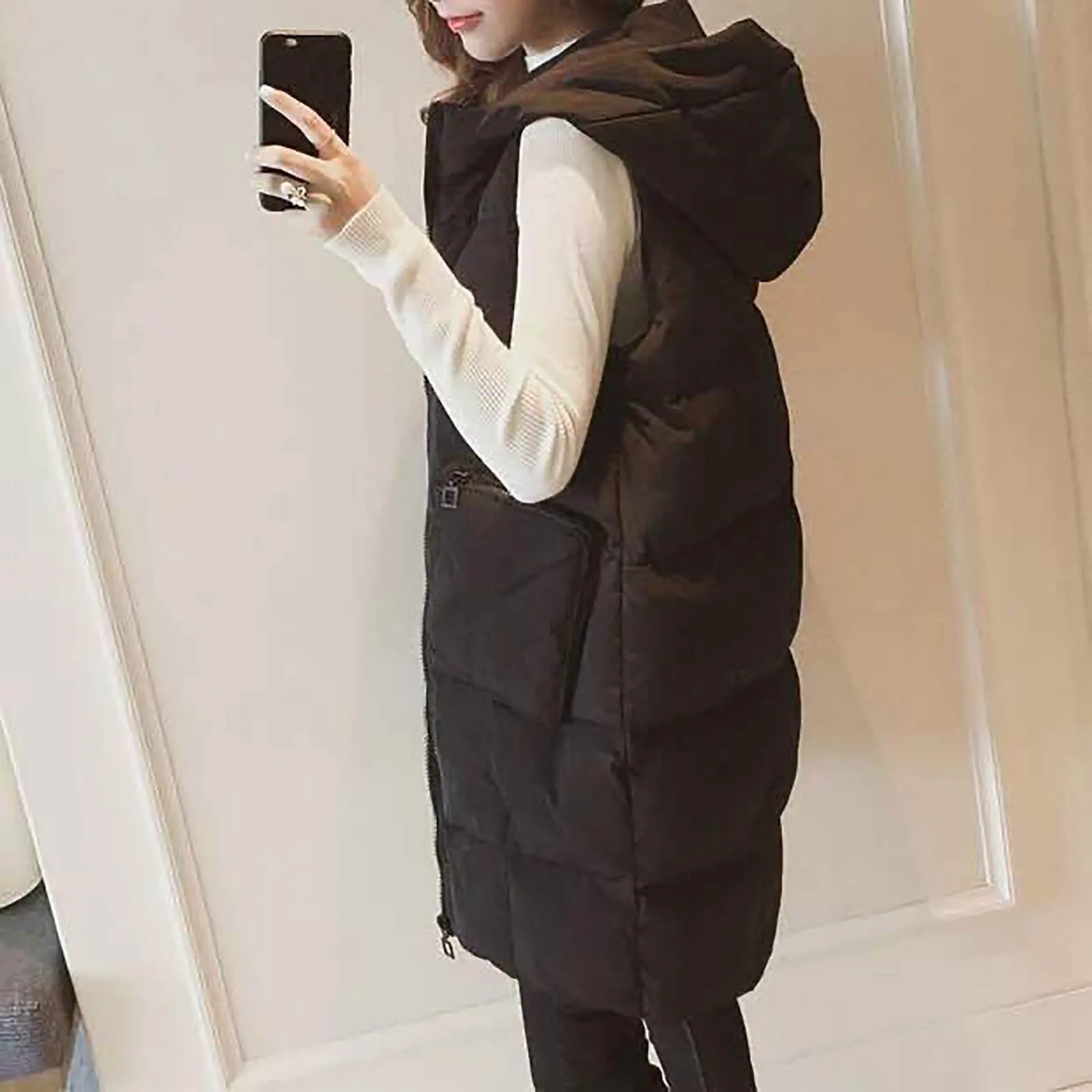 Fashion Womens Coat Top Hoodie Vest Gilet Jackets Coat Sleeveless Warm Outwear Streetwear Winter Warm Coats Loose Coat