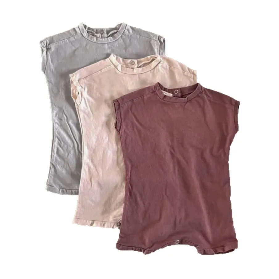 Barboteuse à manches courtes pour bébé de 0 à 24 mois, combinaison en coton fin, confortable et Simple, couleur unie, pyjama pour nouveau-né, nouvelle collection été 2025