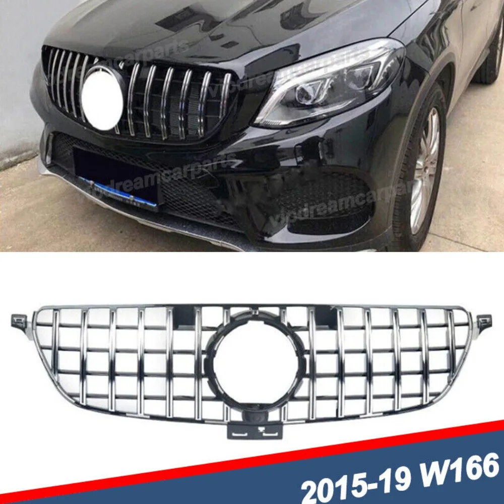 GT Front Grille For 2016-2019 Mercedes W166 GLE400 GLE500 GLE43 AMG Chorme+Black  United States