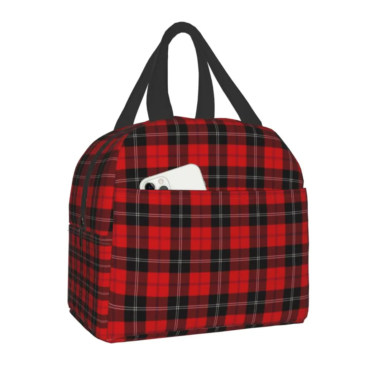 

Scottish Clan Tartan Portable Lunch Boxes for Women Check Plaid Thermal Cooler Food Insulated Lunch Bag School Children Student