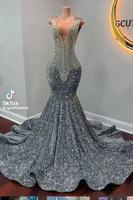 Royal Blue Rhinestones Prom Dresses Black Girls 2024 Luxury Bead Tassel Sparkly Birthday Party African Evening Gala Gowns