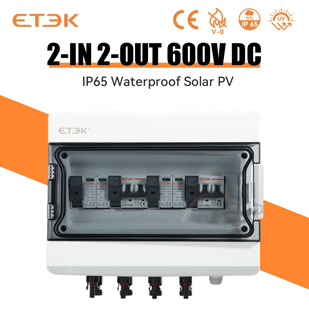 ETEK 600VDC zonne-PV-combinatiedoos - DC-stroomopvang- en distributiesysteem voor fotovoltaïsche zonnepanelen