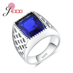 Fashion Brand 925 Sterling Silver Rings For Women Vintage Charms Rectangle CZ Austrian Crystal Stone Wedding Rings Bague