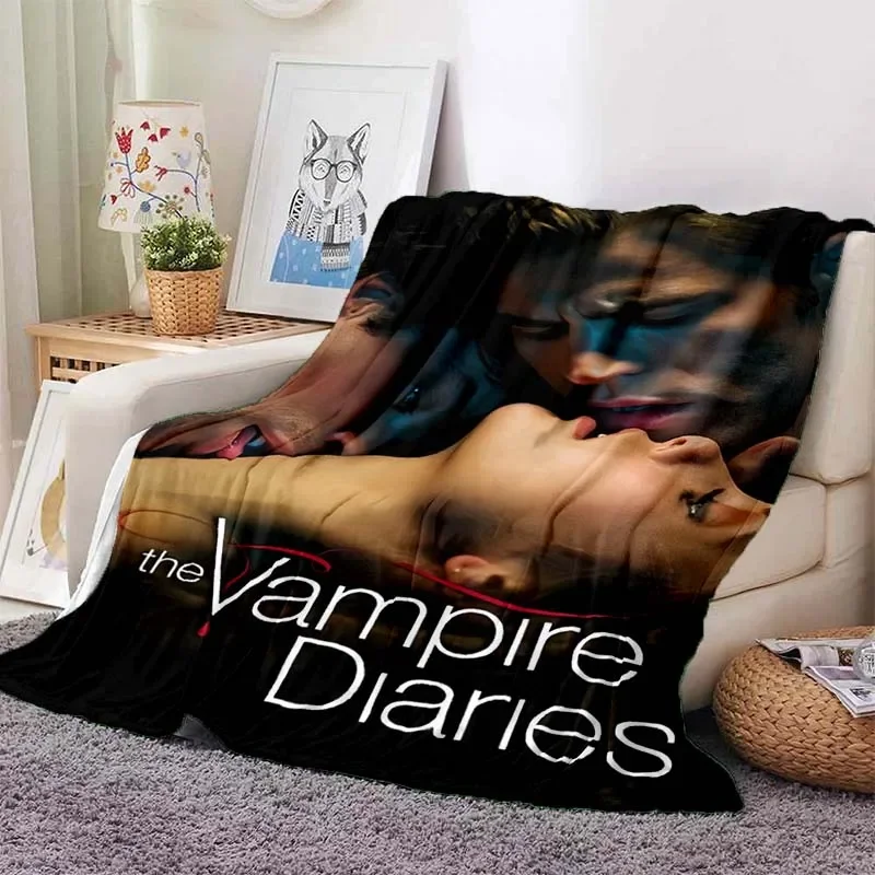 The Vampire Diaries 3D printed flanella peluche coperta copriletto divano coperta pigra coperta per pausa pranzo all\'aperto copripiumino da viaggio