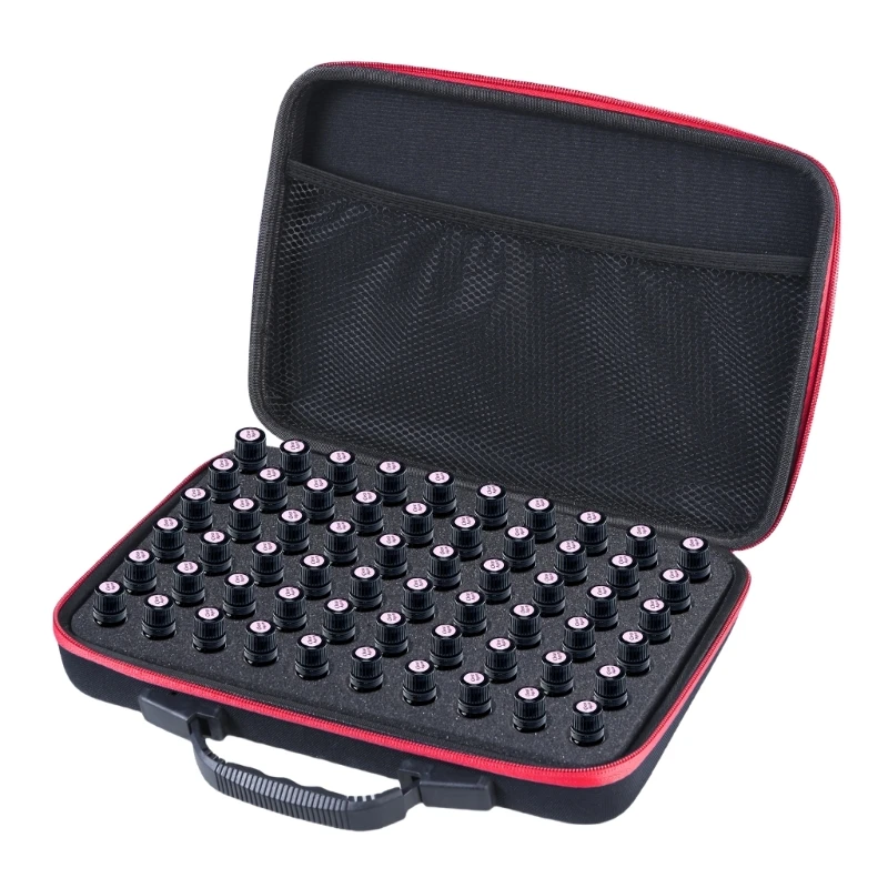 E74B Essential Oils Carrying Case For 60 Bottles 5-10ML Travel Organized Storage Bag for Home Travel and Presentations