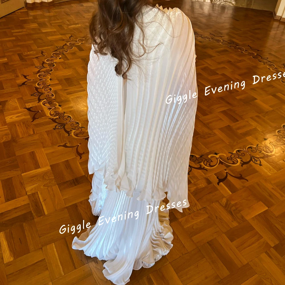 Giggle Chiffon O-Neck Pleating Elegance Prom Gown Saudi Arab Fairy Summer Floor-Length Evening Party Dresses for Women 2024