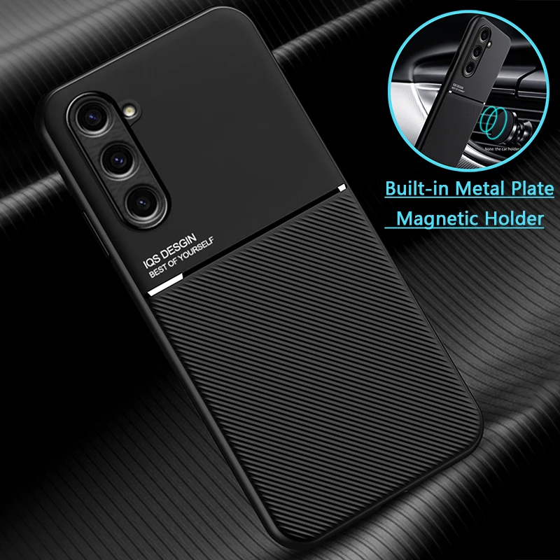 For Samsung M34 5G Case Luxury Leather Built-in Metal Plate Car Holder Phone Case For Samsung GALAXY M34 2023 M 34 Back Cover