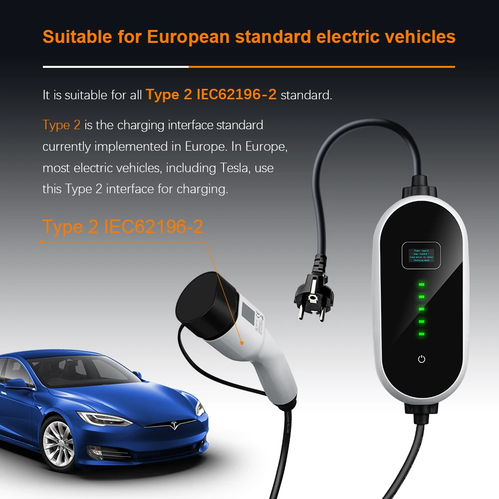 Camason-Carregador EV Portátil, Estação de Carregamento, Terminal para Veículo Elétrico Adulto, Carro, UE, Monofásico, Home Plug, Tipo 2, 3.5kW