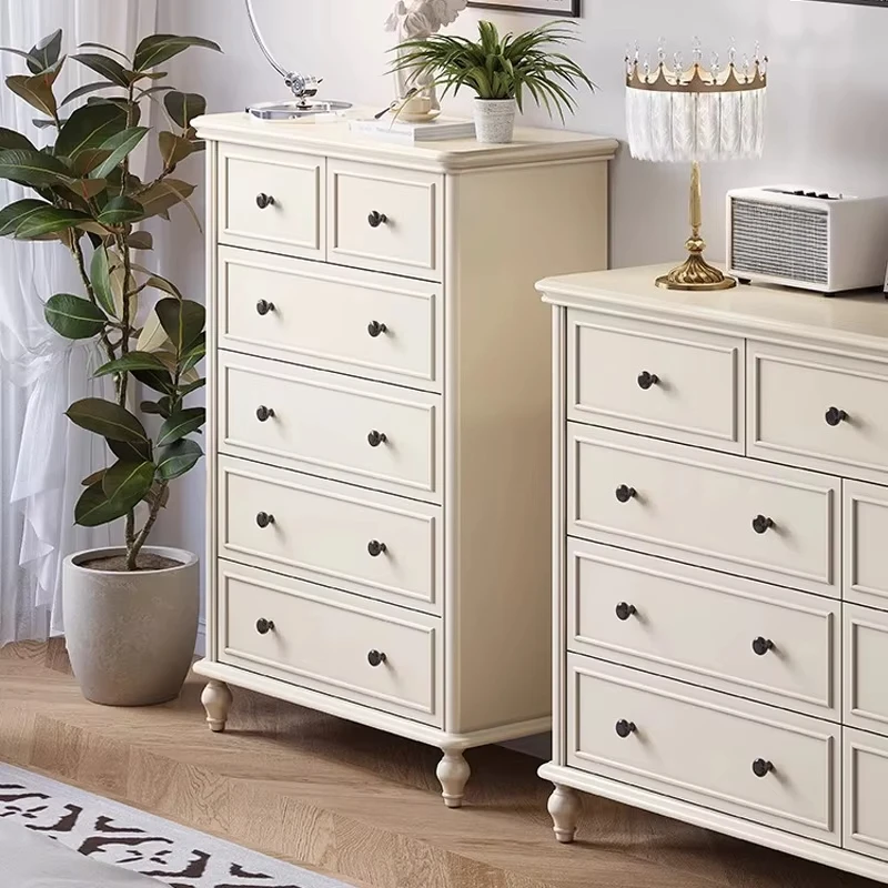

Белый комод-шкаф для хранения, комод с ящиками, массивный буфет, деревянный комод в кремовом стиле для дома
