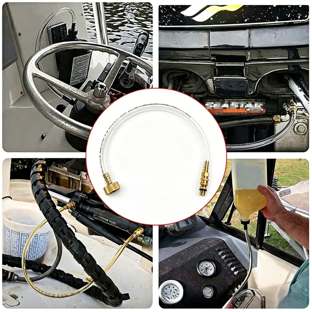 Hydraulic steering bleed kit for marine use with brass fittings plastic tube 26mm and 7mm compatibility 55cm length