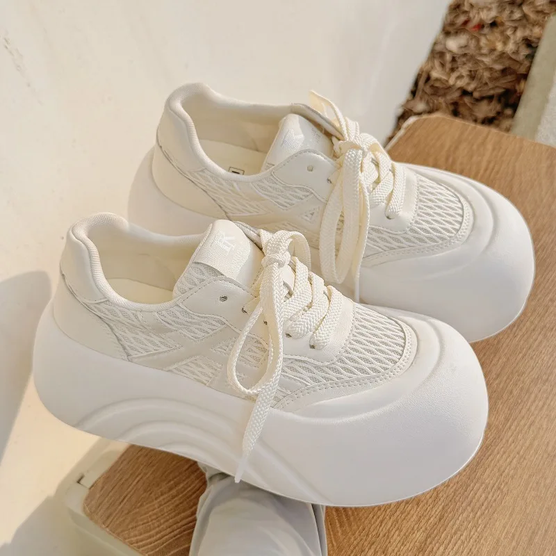 Sweet Womens Shoes Exquisite Round Head Casual Shoes for Woman Comfortable Air Mesh Chunky Sneakers Designer Shoes Zapatos Mujer