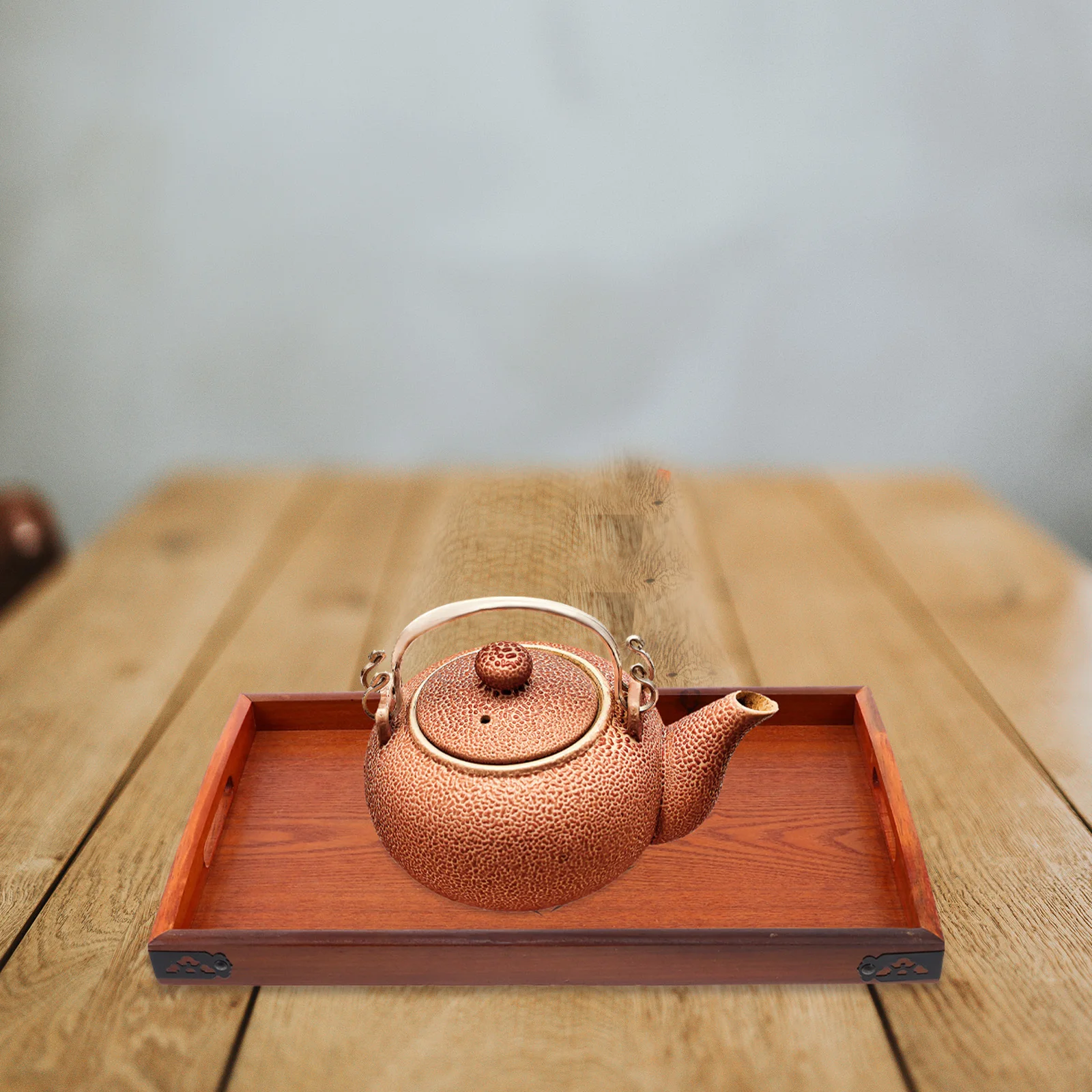 

1pc Wooden Food Tray Oblong Double Handle Tray For Dessert Fruit Snack Serving Storage Decorative Tableware Platter