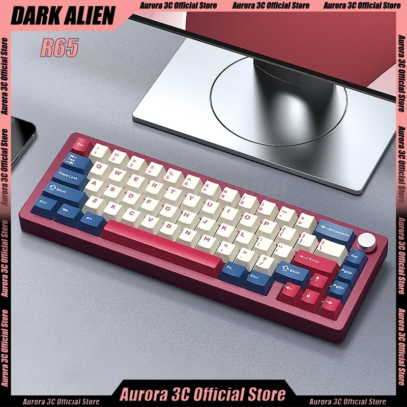 

DARK ALIEN R65 3 Mode 2.4G Mechanical Keyboard 66Keys Bluetooth Wireless Keyboards Aluminum Alloy RGB Structure Gaming Keyboards