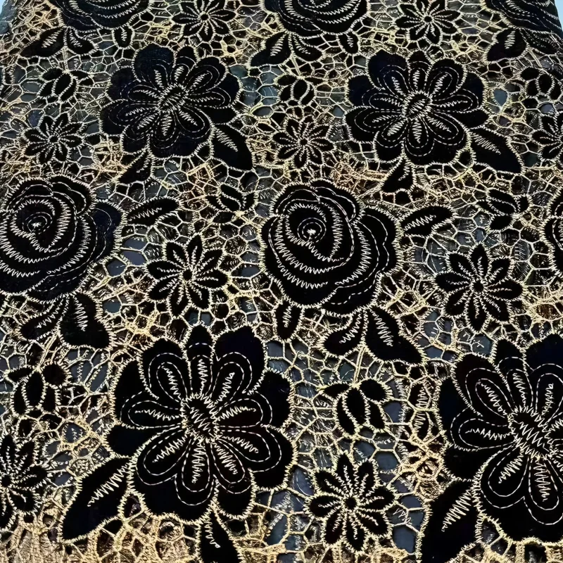 

Floral Embroidery Guipure Lace Fabric 5 Yards African French Net Lace Material 2025 High Quality Bridal Wedding Party Dress DIY
