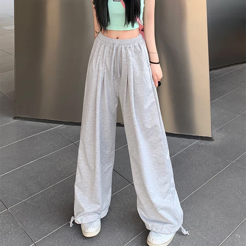 Pants Women Spring Ulzzaing Students Elastic High Wiast Streetwear Leisure Trendy Loose All-match Simple Comfortable Sweet Cool