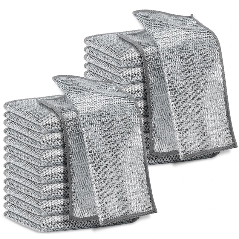 

1/5/10pcs Magic Dishcloth Silver Wire Cleaning Cloths Kitchen Dish Pot Washing Cloth Towels Double/Single Layer Steel Wire Rags