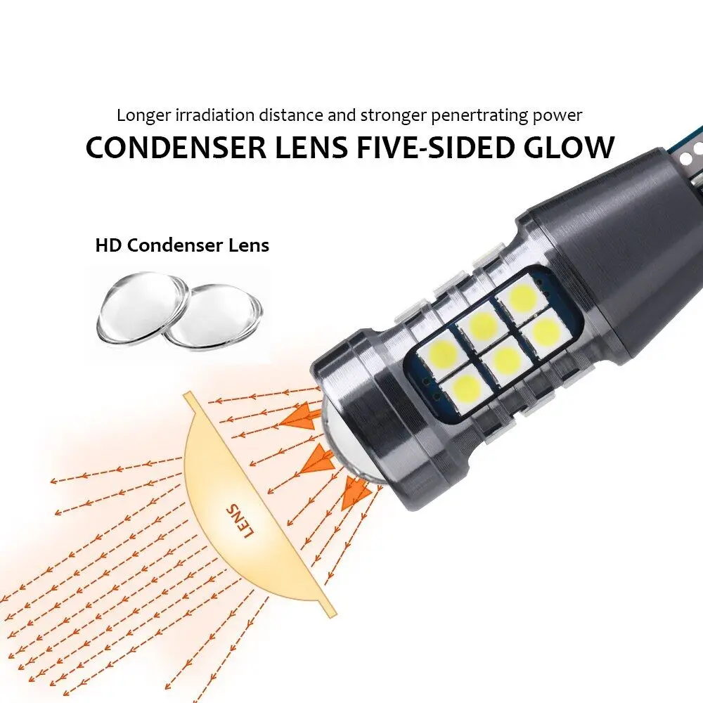 New Car LED Bulbs T15 W16W Canbus No Error Auto Backup Reserve Lights Tail Brake Lamp 3030 27SMD Amber Red White 6000K 12V