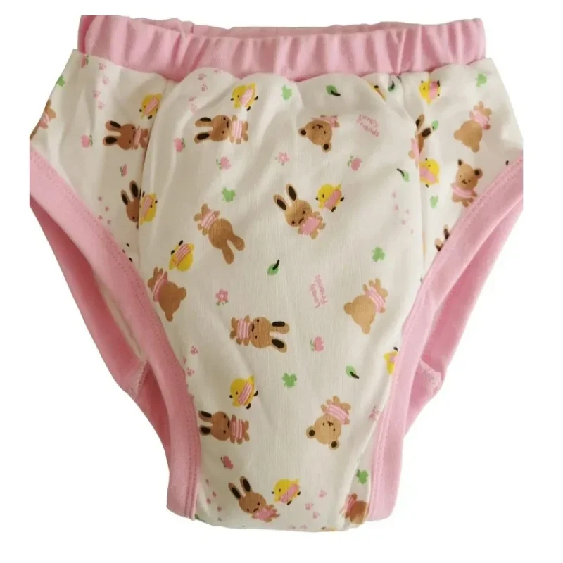 

ABDL взрослые розовые тренировочные штаны с мультяшным принтом для взрослых и детей с подкладкой внутри трусы, хлопковые трусики, учебные штаны для пары