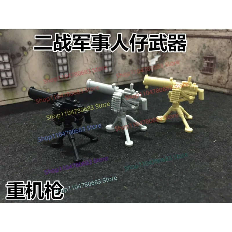 Klocki konstrukcyjne MOC Pistolet maszynowy Maxim z okresu II wojny światowej Mini figurka Model do składania Zestaw akcesoriów anime Zabawka Kolekcjonerski prezent