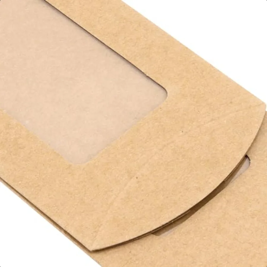 100PCS Kraft Pillow Boxes 5.7 x 3 Inches Small Pillow Gift Boxes with Window Pillow Candy Favor Boxes with Jute for Craft Weedi
