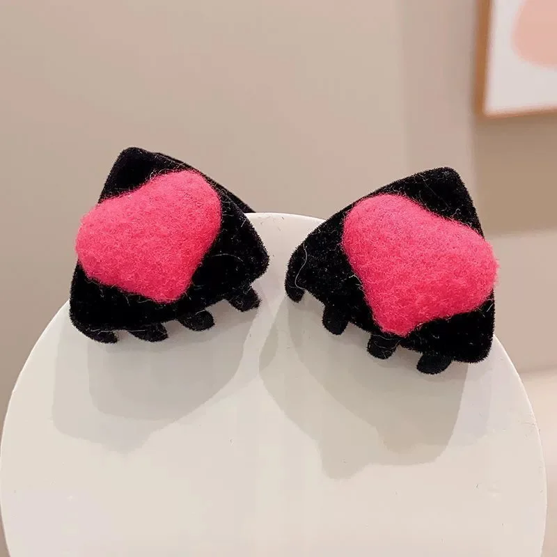 2 Stück Mädchen kleine Dreieck süße Katze herzförmige Stern Haarspangen Creaseless Styling Klaue Clips für Kinder Haarschmuck Geschenk – Detail 3