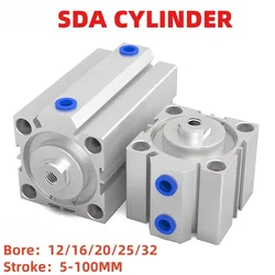 Air Cylinder SDA series Pneumatic Compact airtac type 12 16 20 25 32mm Bore to 5 10 15 20 25 30 35 40 45 50 100mm Stroke