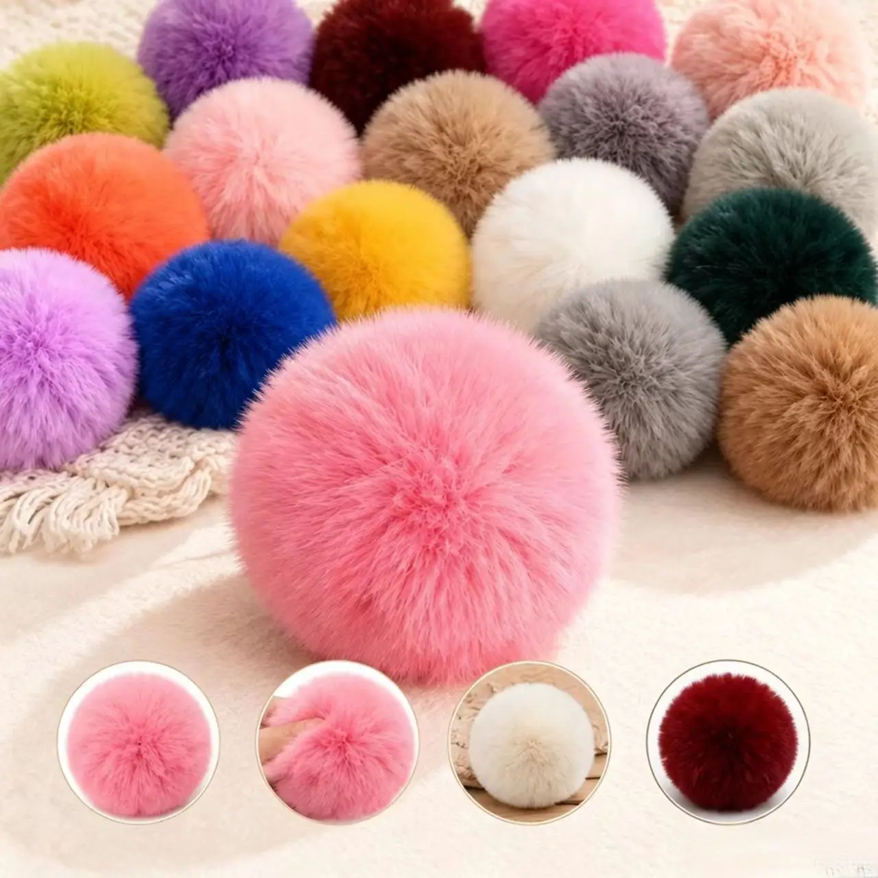 10pcs Pompom 6cm 8cm Fluffy Fur Ball Soft Pompon DIY Pompons for Keychain Sewing on Scarf Hats Shoes Apparel Craft Supplies
