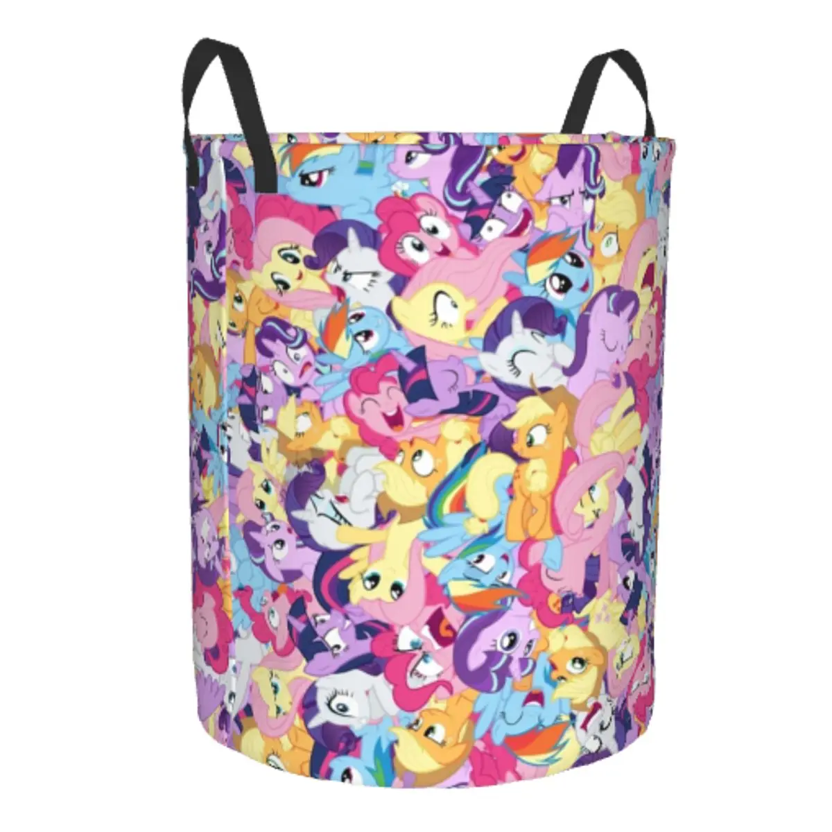 Round Single-Layer Laundry Hamper My Little Pony Lightweight and Durable Dirty Clothes Basket with Breathable Design for Home