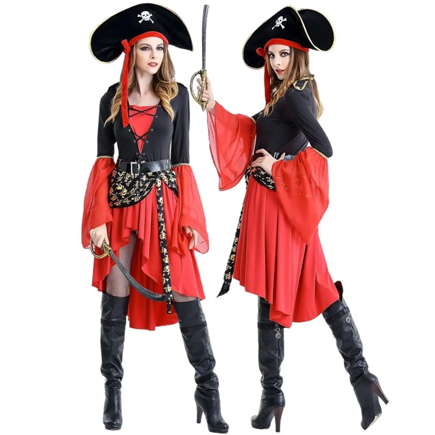 

Костюм карибского пирата на Хэллоуин, королева, сценический наряд, одежда для косплея, женская специальная Ocn Dr